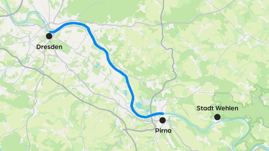 Karte der Route Dresden